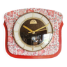 Vintage formica clock silent wall pendulum "ffr morbier red black"