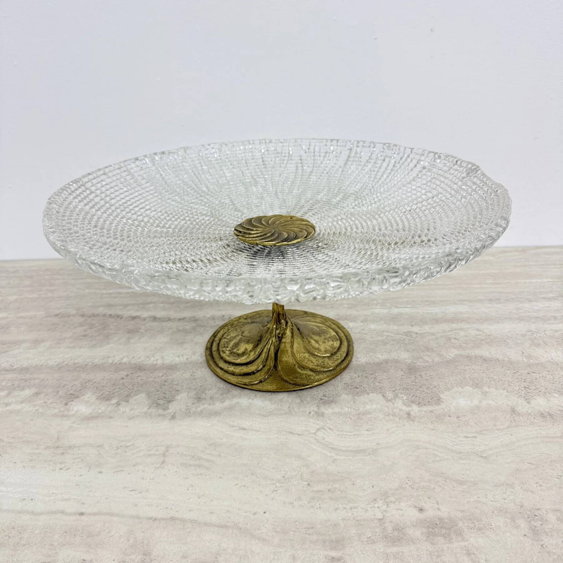 Mid-century design centrepiece crystal and brass bowl, 1960s