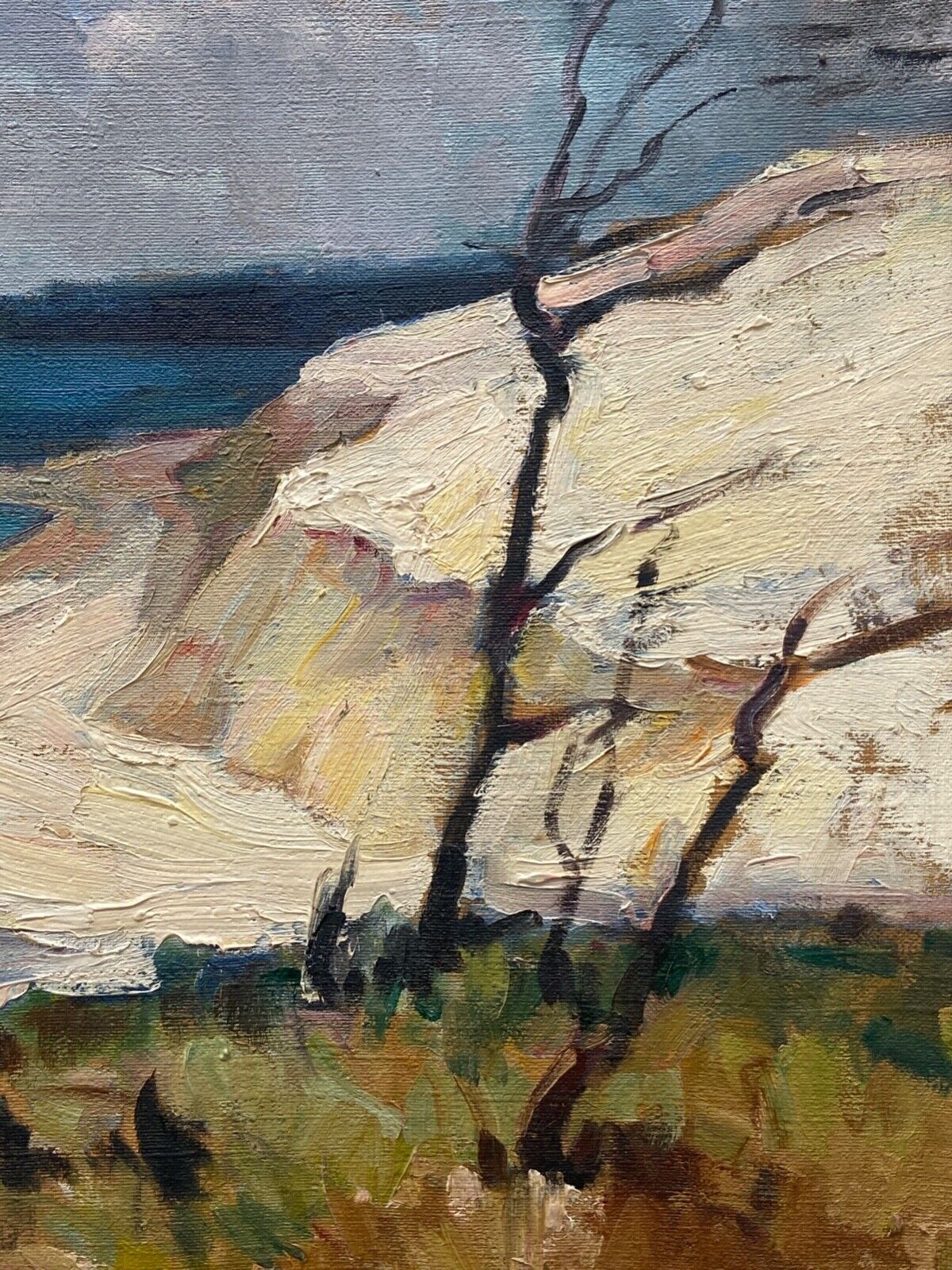 Oil on canvas suzanne payen binet landscape seaside rocky coast