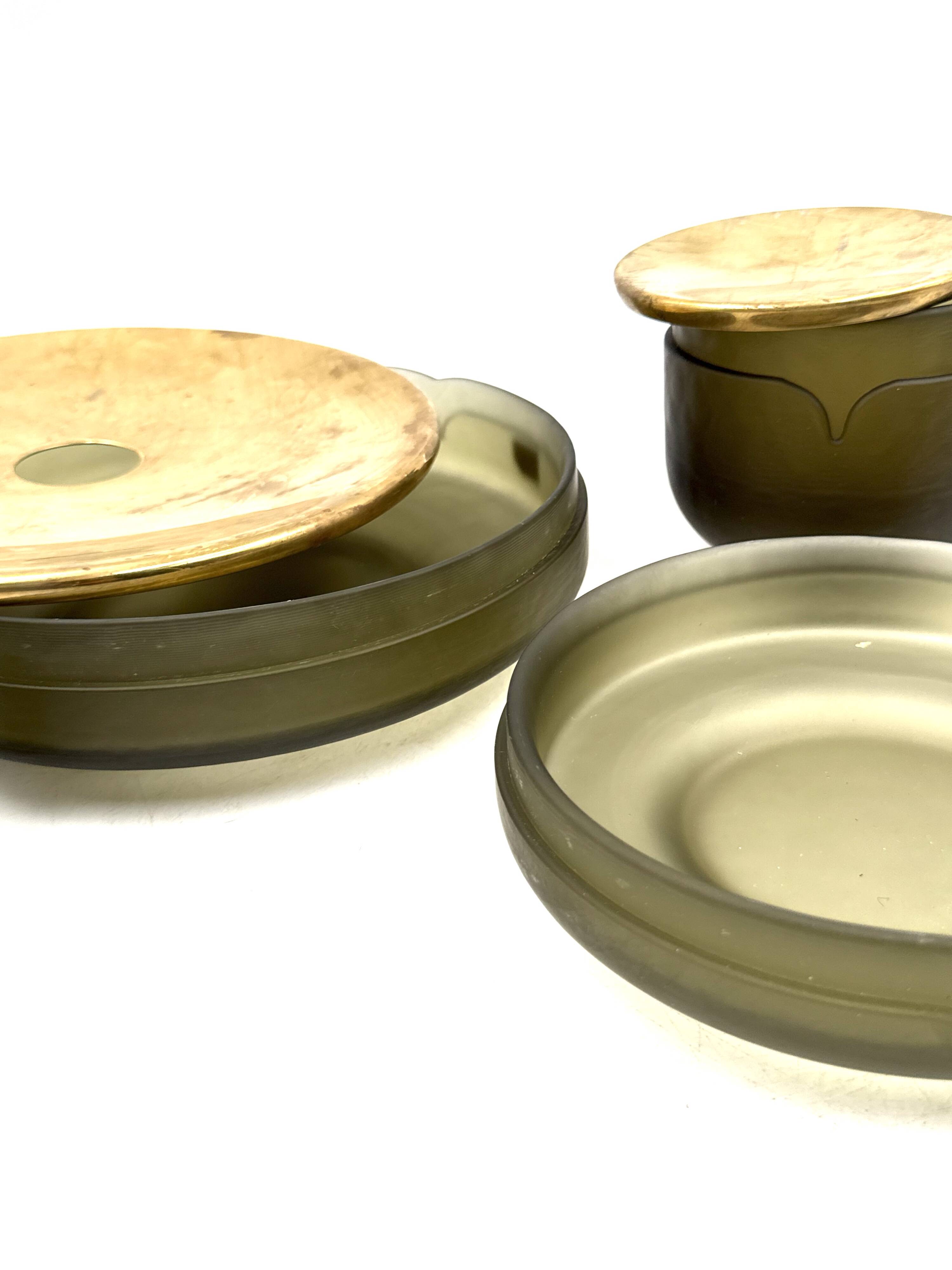 Yellow Murano glass smoking set, VeArt, Italy 1970