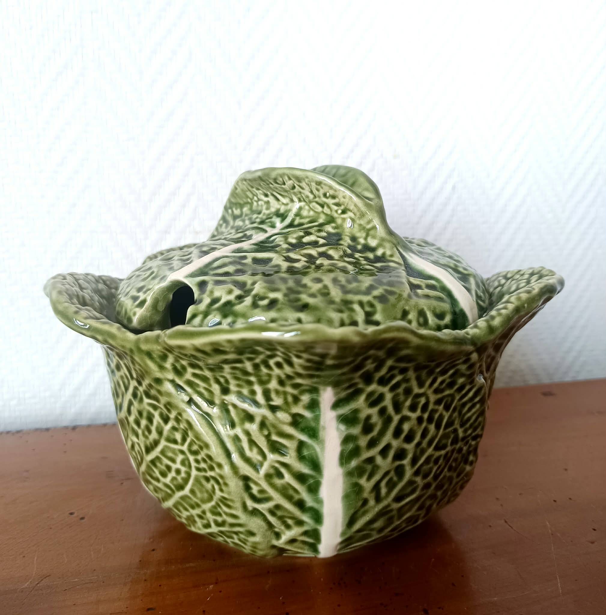 Vintage soup tureen cabbage in faience