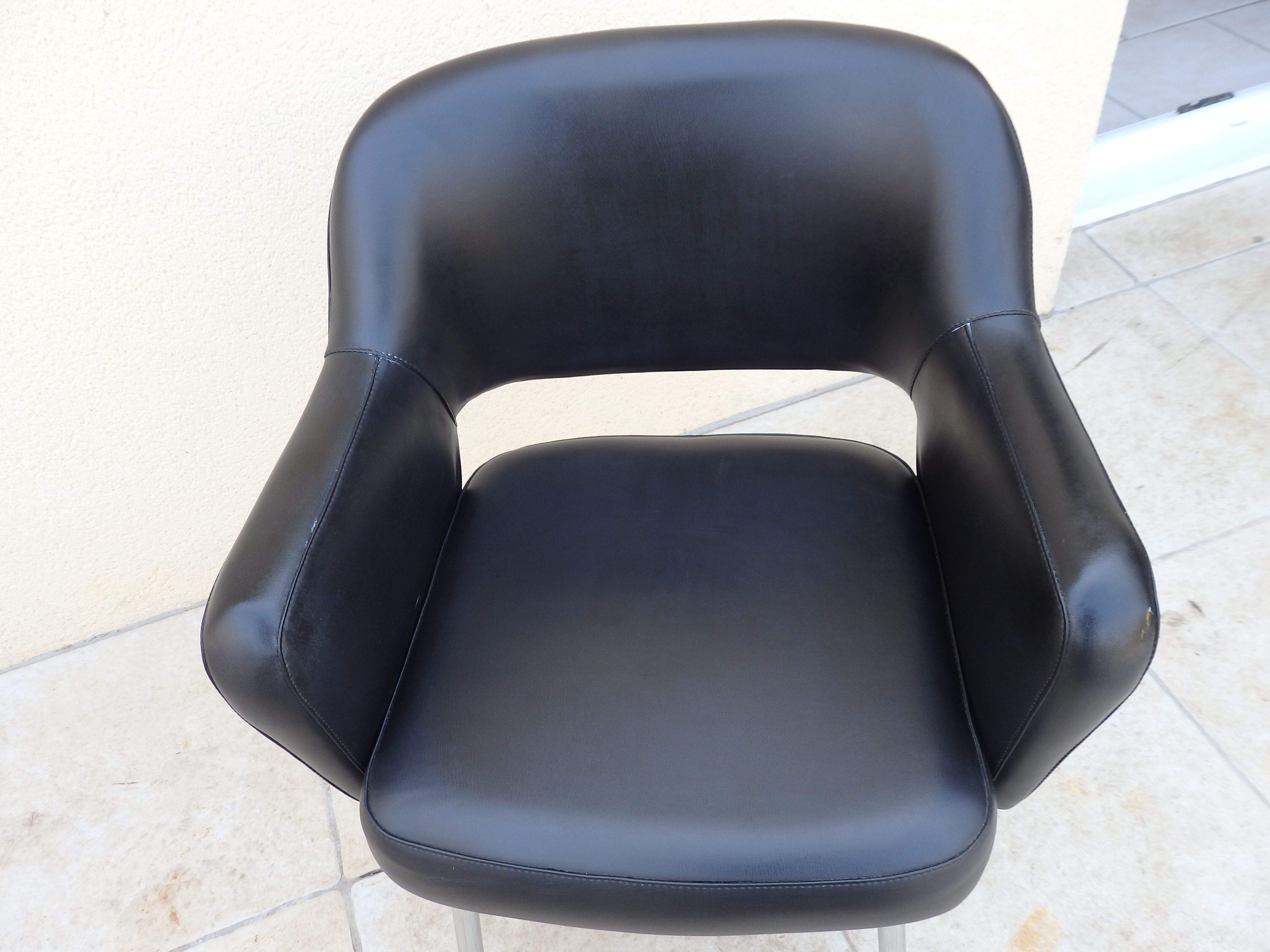 Vintage conference armchair skai black year 50/60