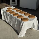 Set of 11 small dessert plates in brown-striped stoneware from Sarreguemines.