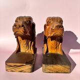 Pair of wooden bookends signed P.Belys
