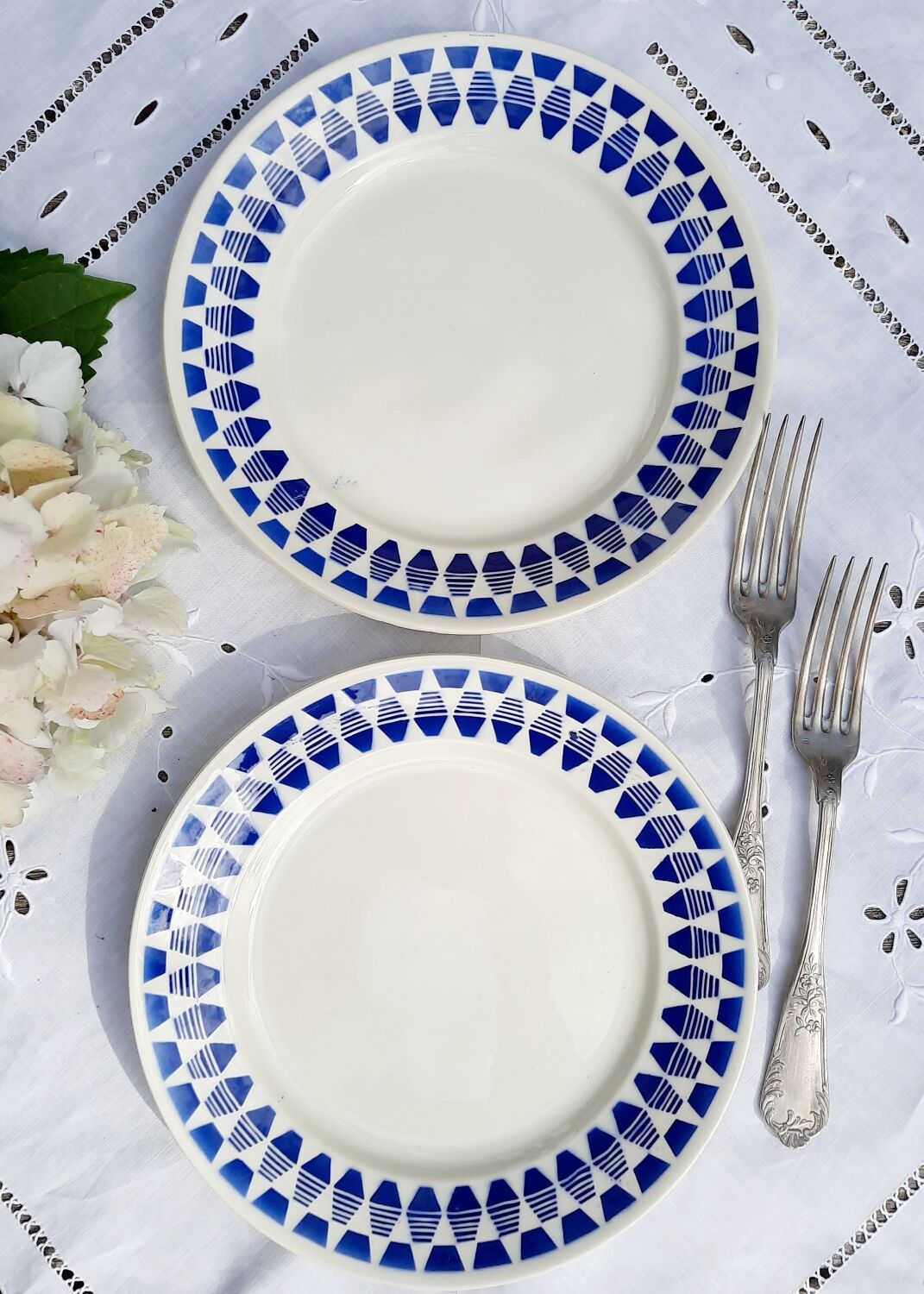 Old flat plates mismatched in earthenware