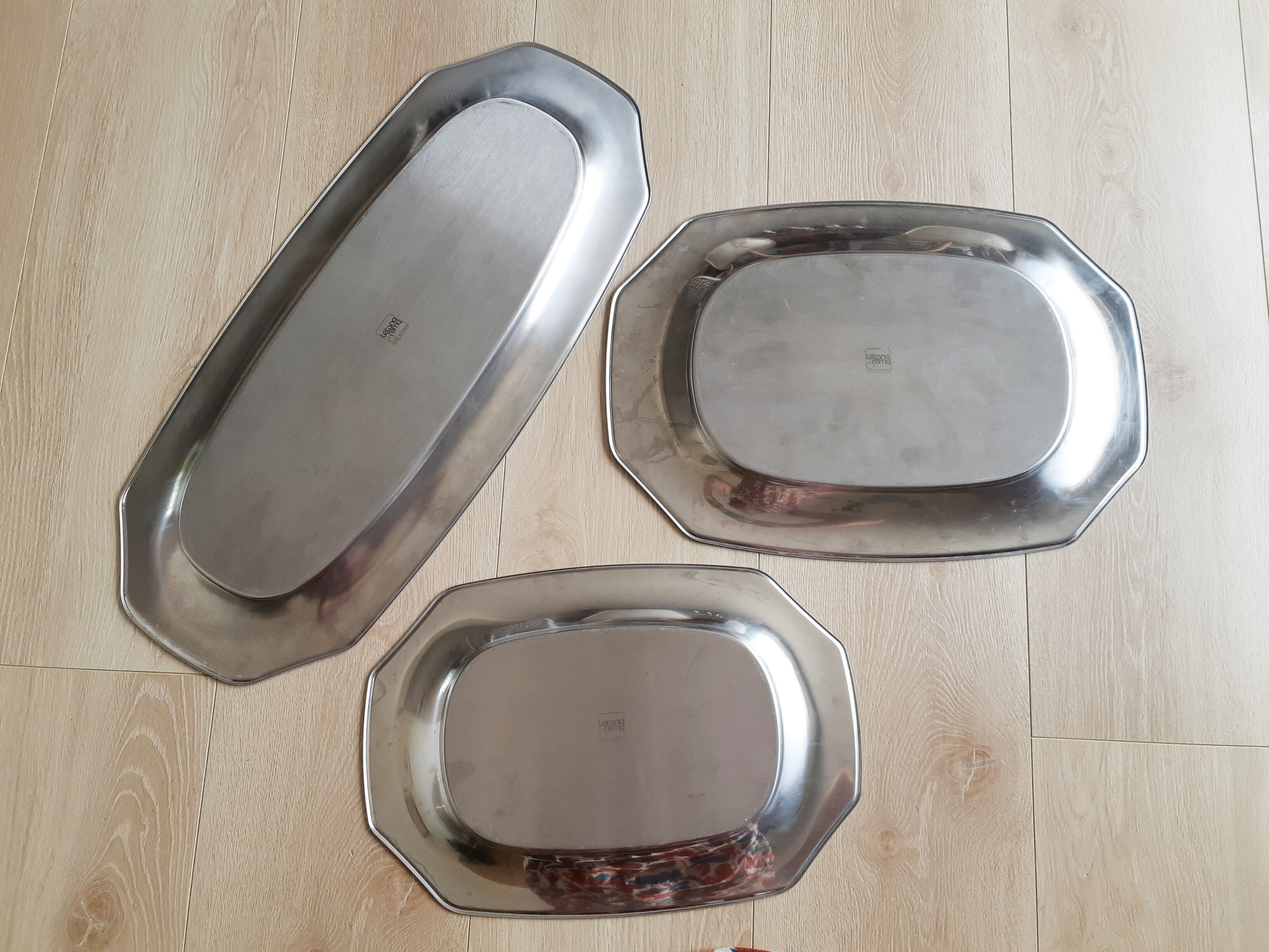 Vintage stainless steel serving dishes, Létang Rémy
