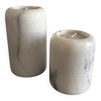 pair of marble candlesticks