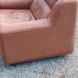 Pair of armchairs and De Sede sofa in cognac leather from the 70s/80s