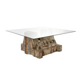 Table in old teak and glass