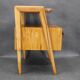 1960s mid-century maple nightstand with milky glass shelf, restored, Czechoslovakia