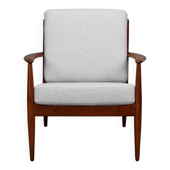 Reupholstered Grey Danish Design Armchair bij Grete Jalk for France & Son, 1960s