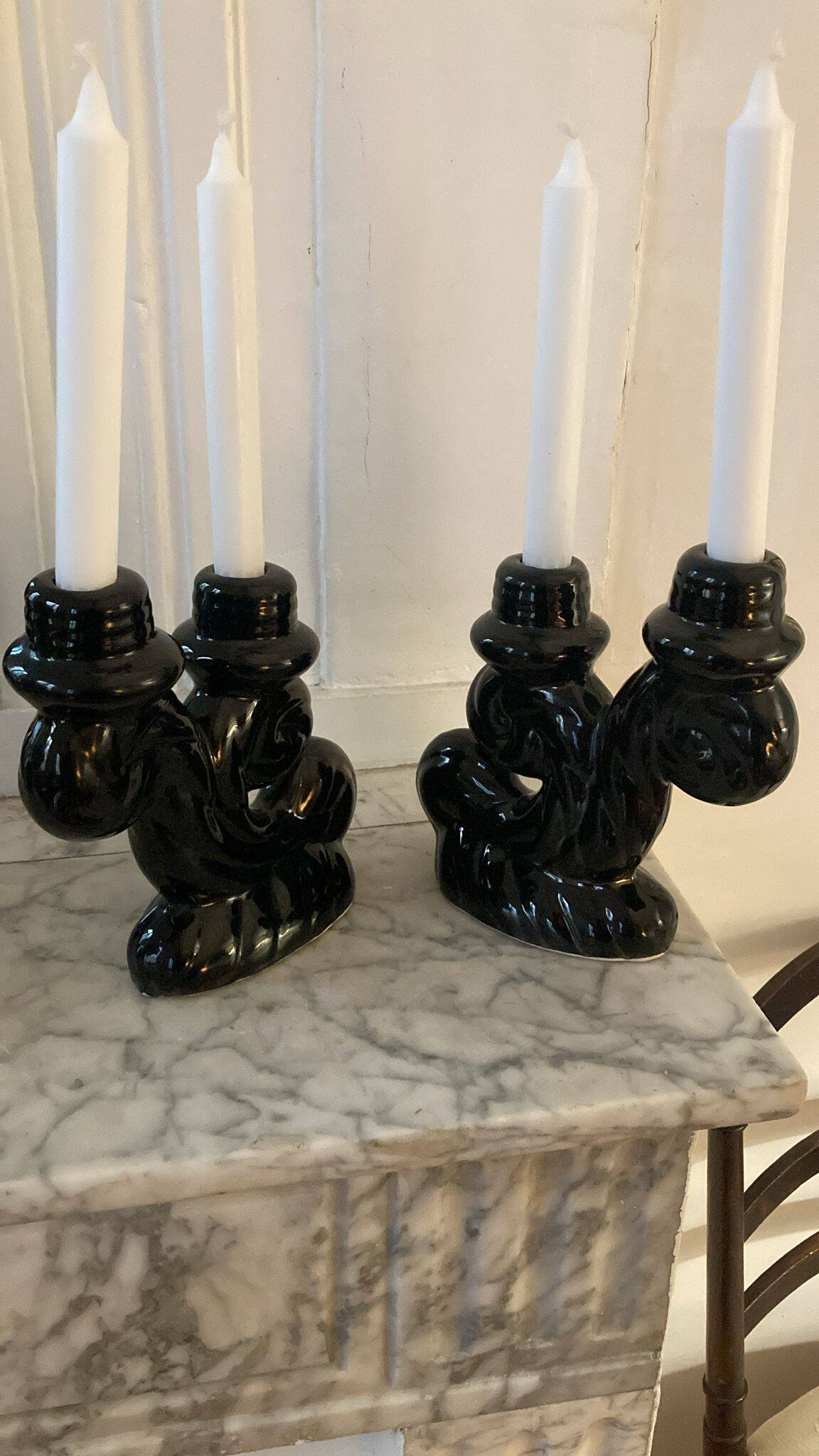 Pair of Vallauris ceramic candlesticks