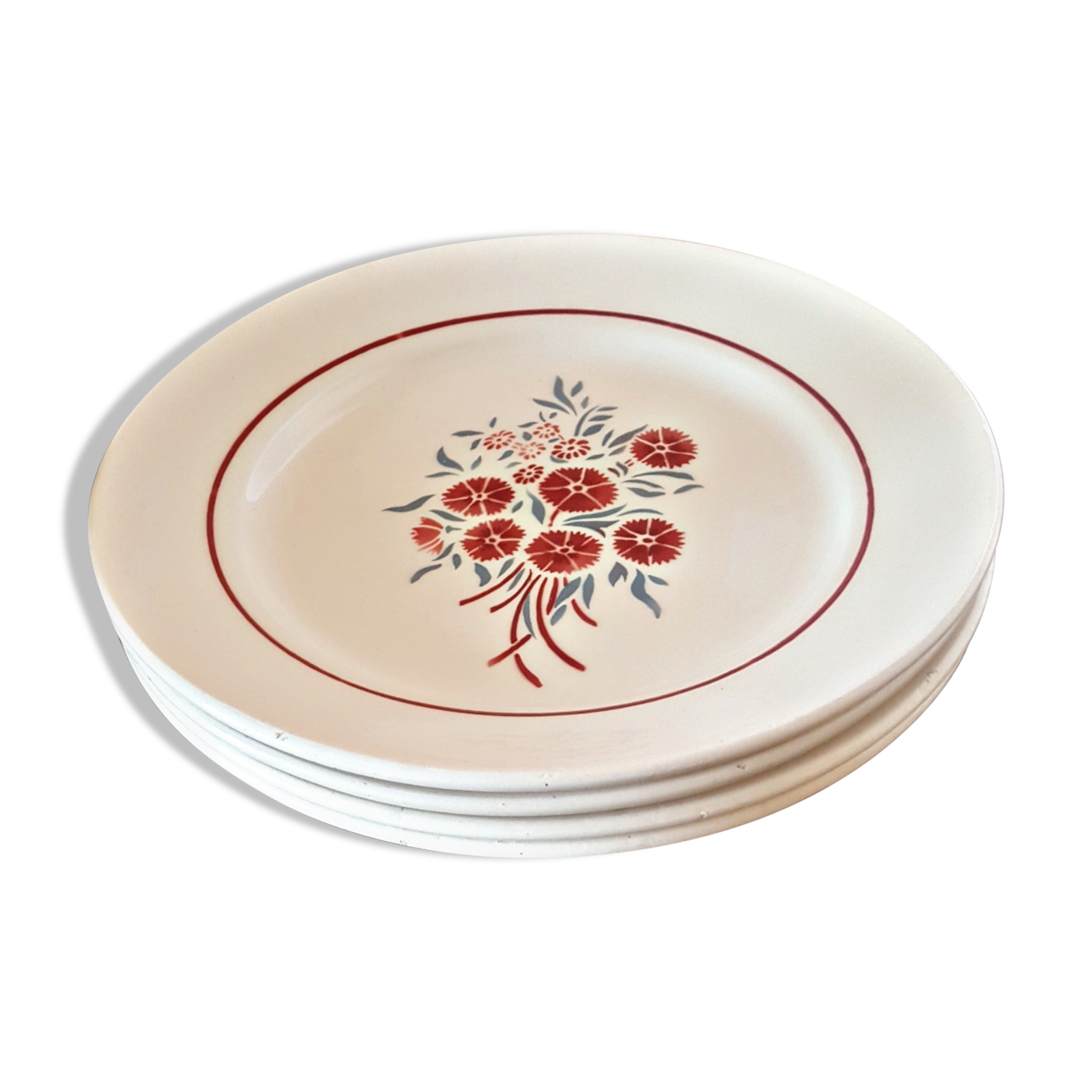 Flat porcelain plates Badonviller model Francine