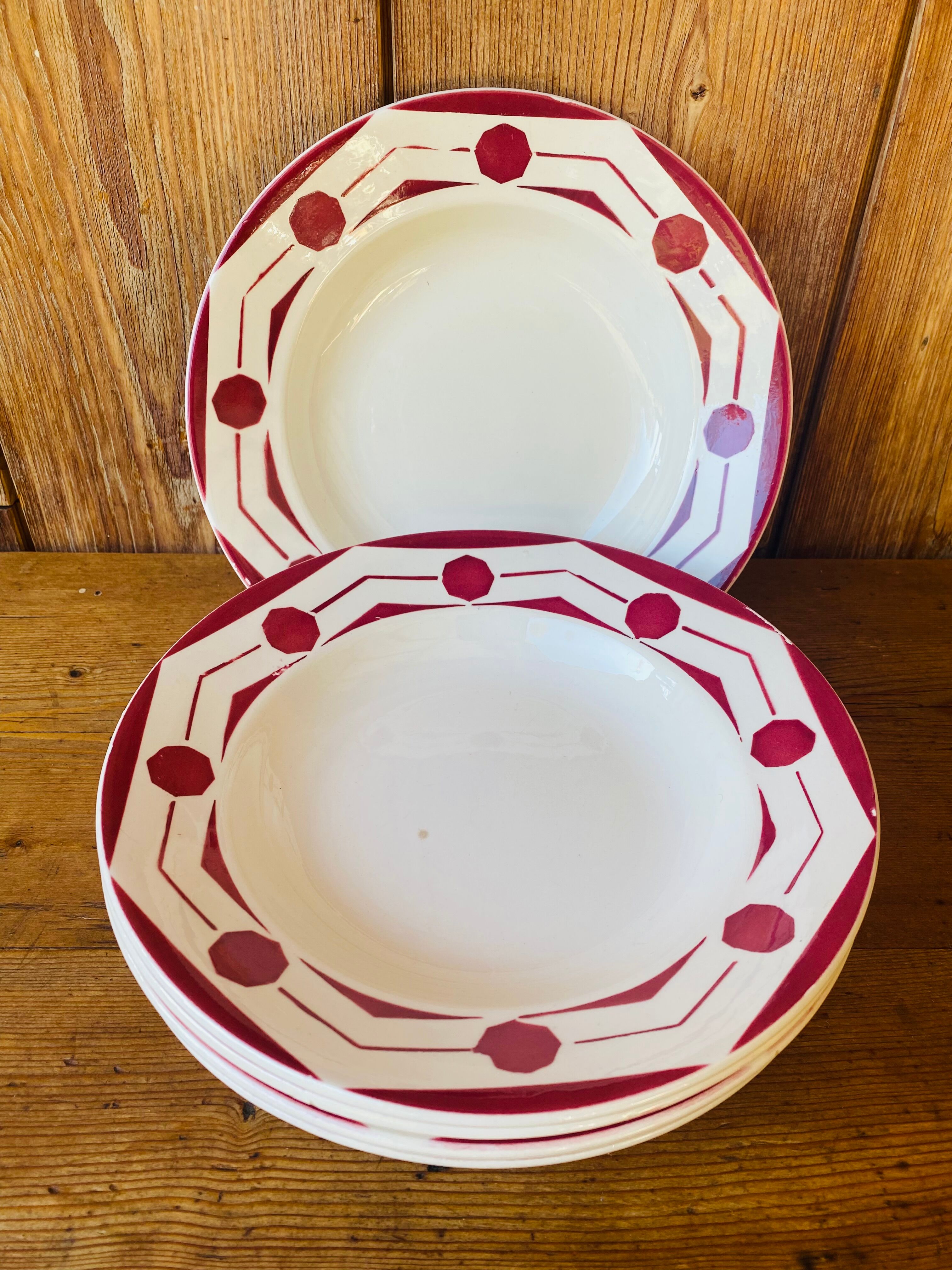 Set of 6 hollow plates old DIGOUIN model 'Chives'