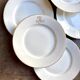 6 monogrammed Paris porcelain dinner plates