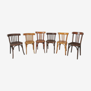 Série de 6 chaises bistrot dépareillées Mahieu et Luterma