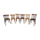 Series of 6 mismatched bistro chairs Mahieu and Luterma