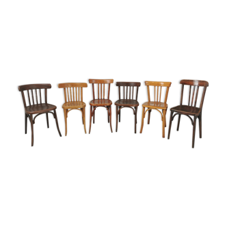Series of 6 mismatched bistro chairs Mahieu and Luterma
