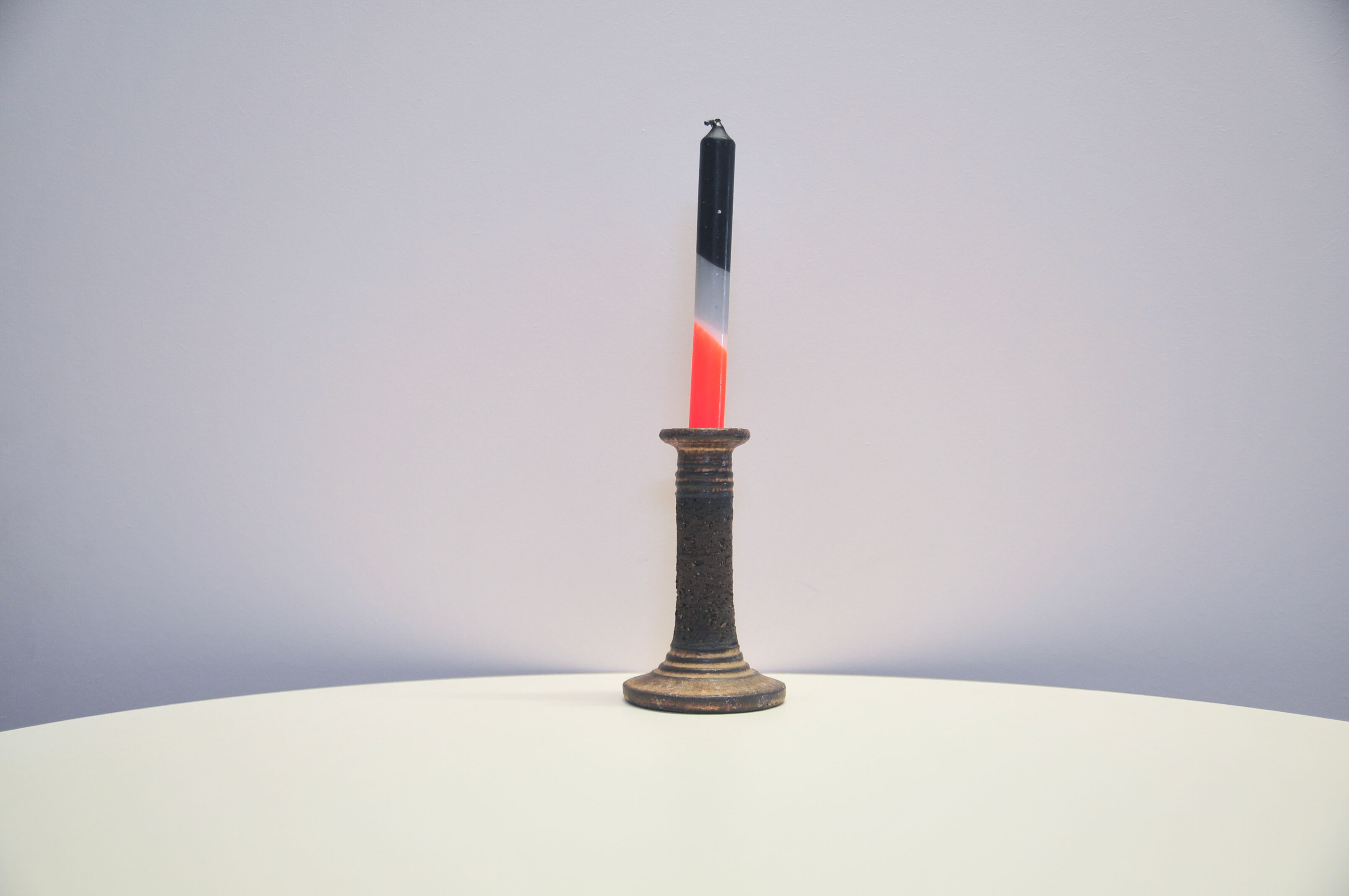 Danish vintage brown ceramic candlestick