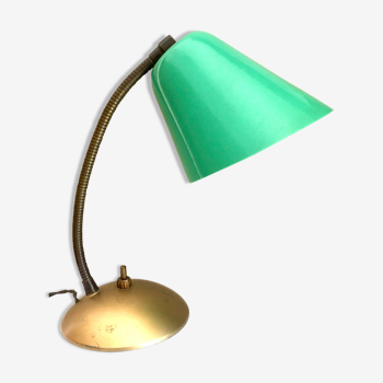 1950s brass and green lamp