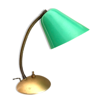 1950s brass and green lamp