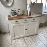 Meuble de métier enfilade patine blanche