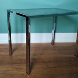 Vintage chrome metal and smoked glass coffee table