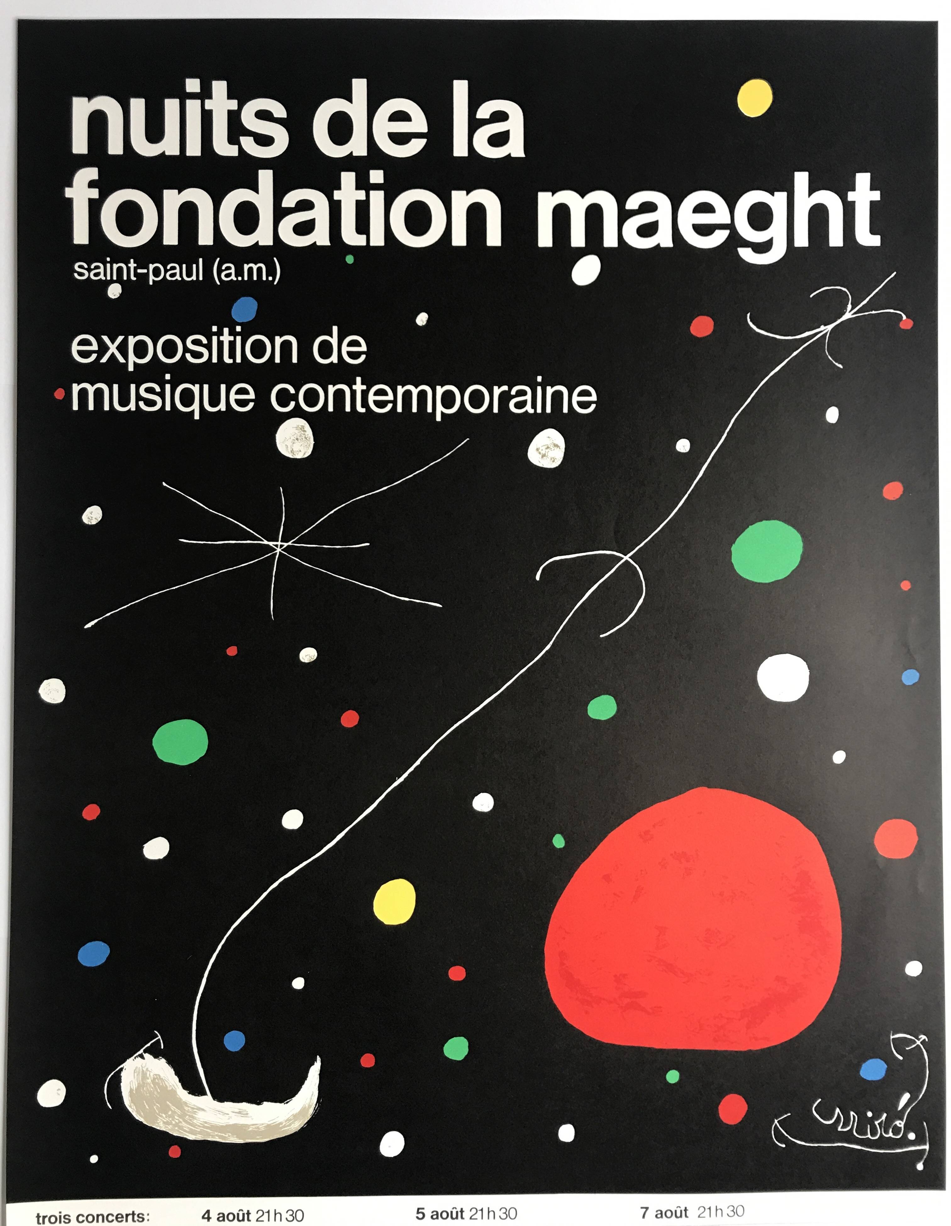 Joan miro, nights of the maeght foundation, 1967. original lithograph poster
