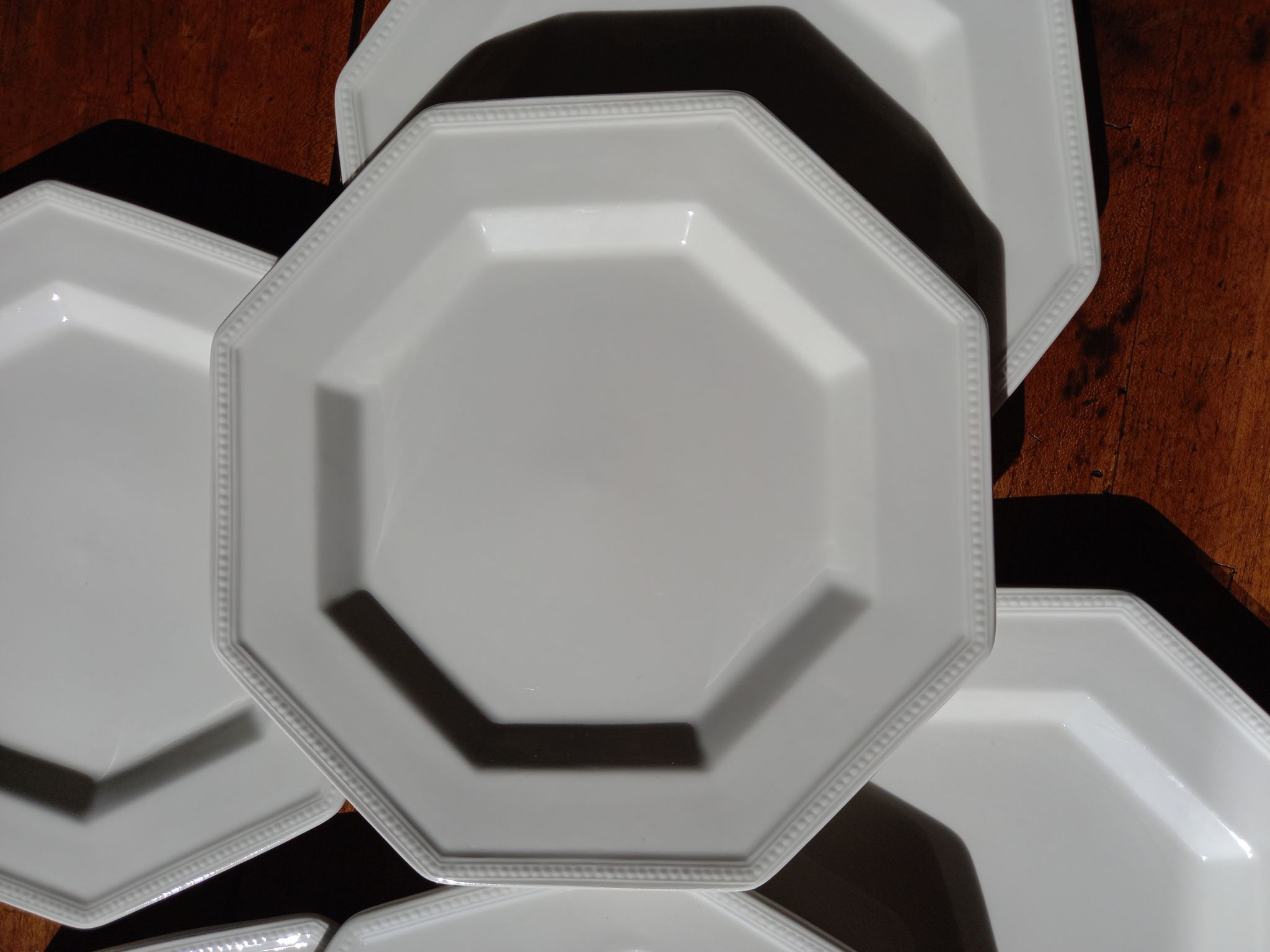 6 white octagonal dessert plates Johnson Brothers Heritage (ø 19.5 cm)