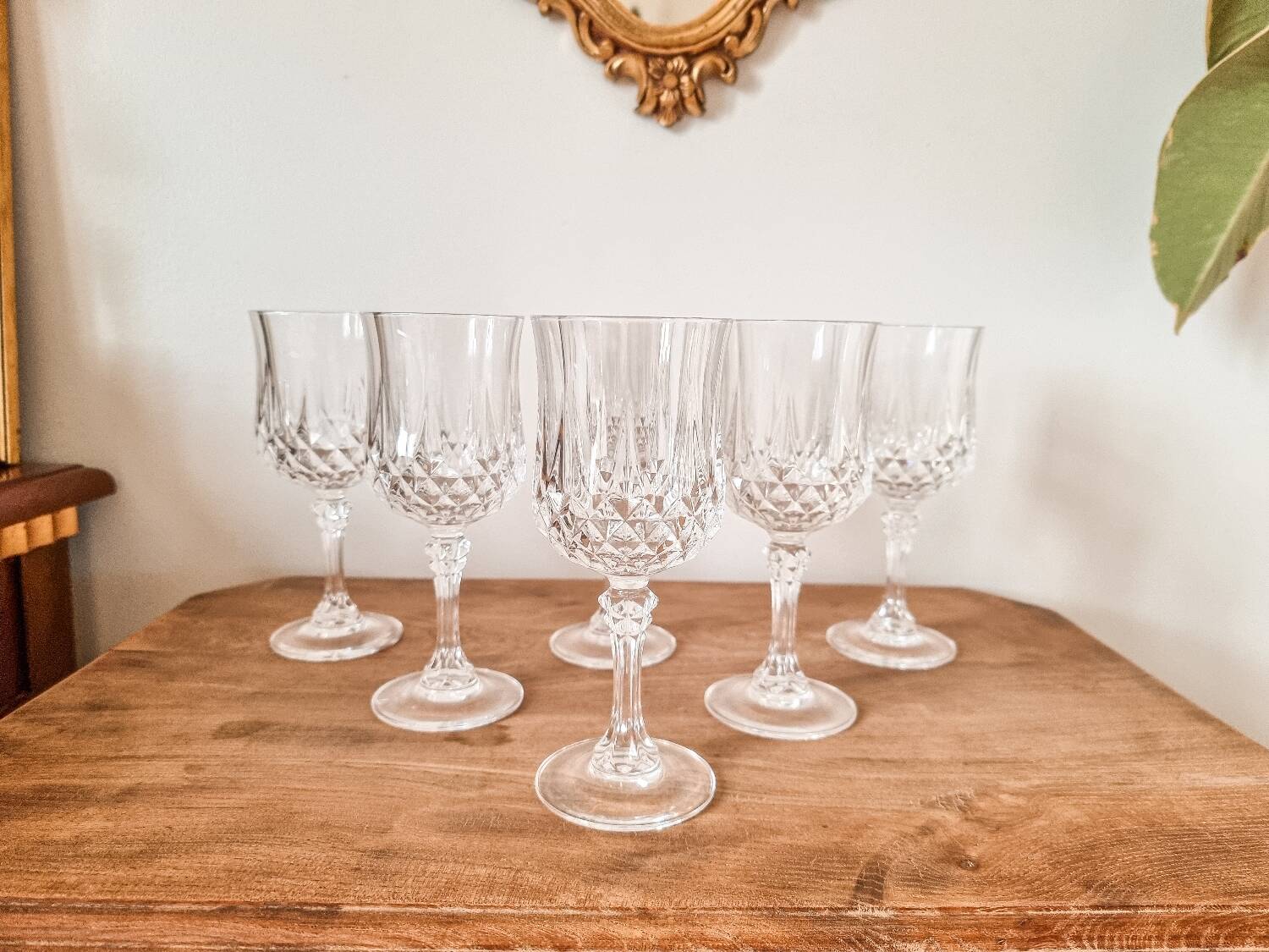 6 large stemmed glasses, Arques crystal, Longchamp model