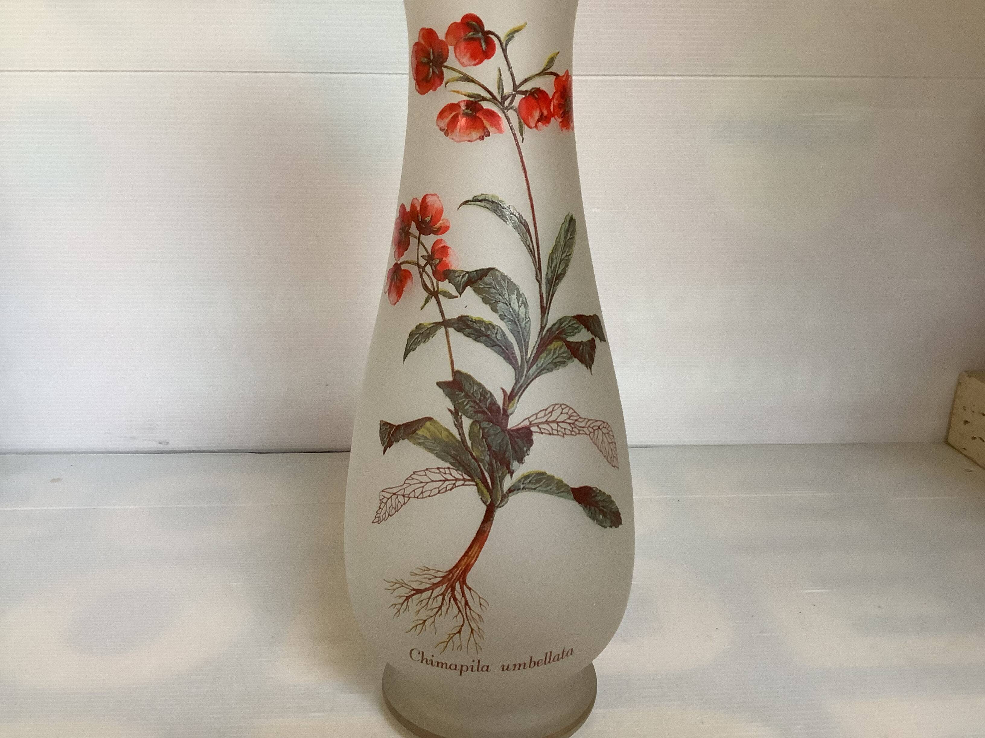 Large frosted glass vase flowers
