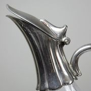 Vintage glass and silver-plated metal jug, modernist pitcher/carafe from 1950-1970.