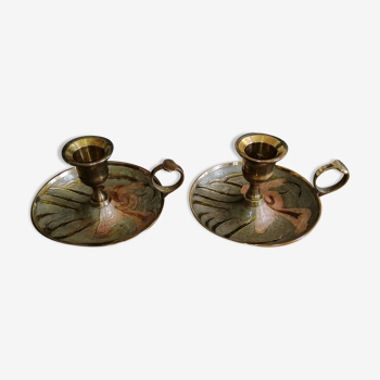 Set de 2 bougeoirs en laiton