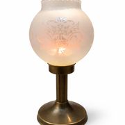Art Deco votive candle holder in brass and frosted glass, 1920.