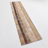 2x9 Brown Cream Persian Vintage Runner Rug, 65x265Cm