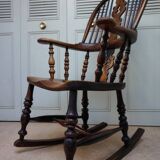 Chaise à Bascule Windsor Antique du 19ème Siècle