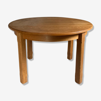Table ronde de ferme en chêne massif vintage