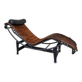 LC4 chaise longue in cowhide and black frame by Cassina, 1970–80