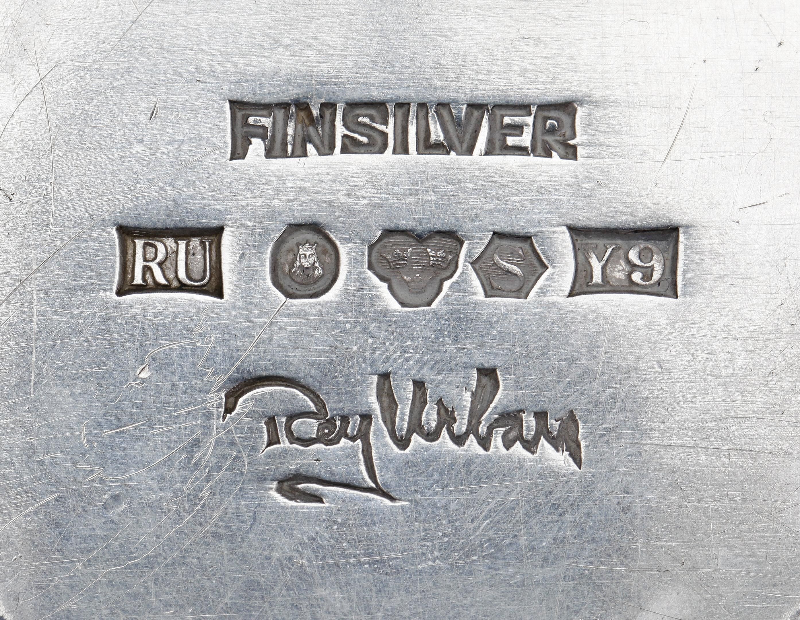 Rey Urban sterling silver ashtray, Sweden, 1970, signed and stamped.