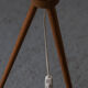 Tripod cocoon floor lamp in wood and lace, Danish design, 1960