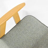 Armchair 366, designer J. hierowski, oak wood, green