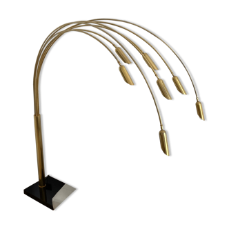 7 bow lamp in gold metal, Italian edition of the 70s