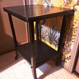 Art Deco style side table, console table on wheels, black varnished wood, 1940