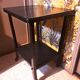 Art Deco style side table, console table on wheels, black varnished wood, 1940