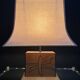 70s leather and wood pagoda lamps