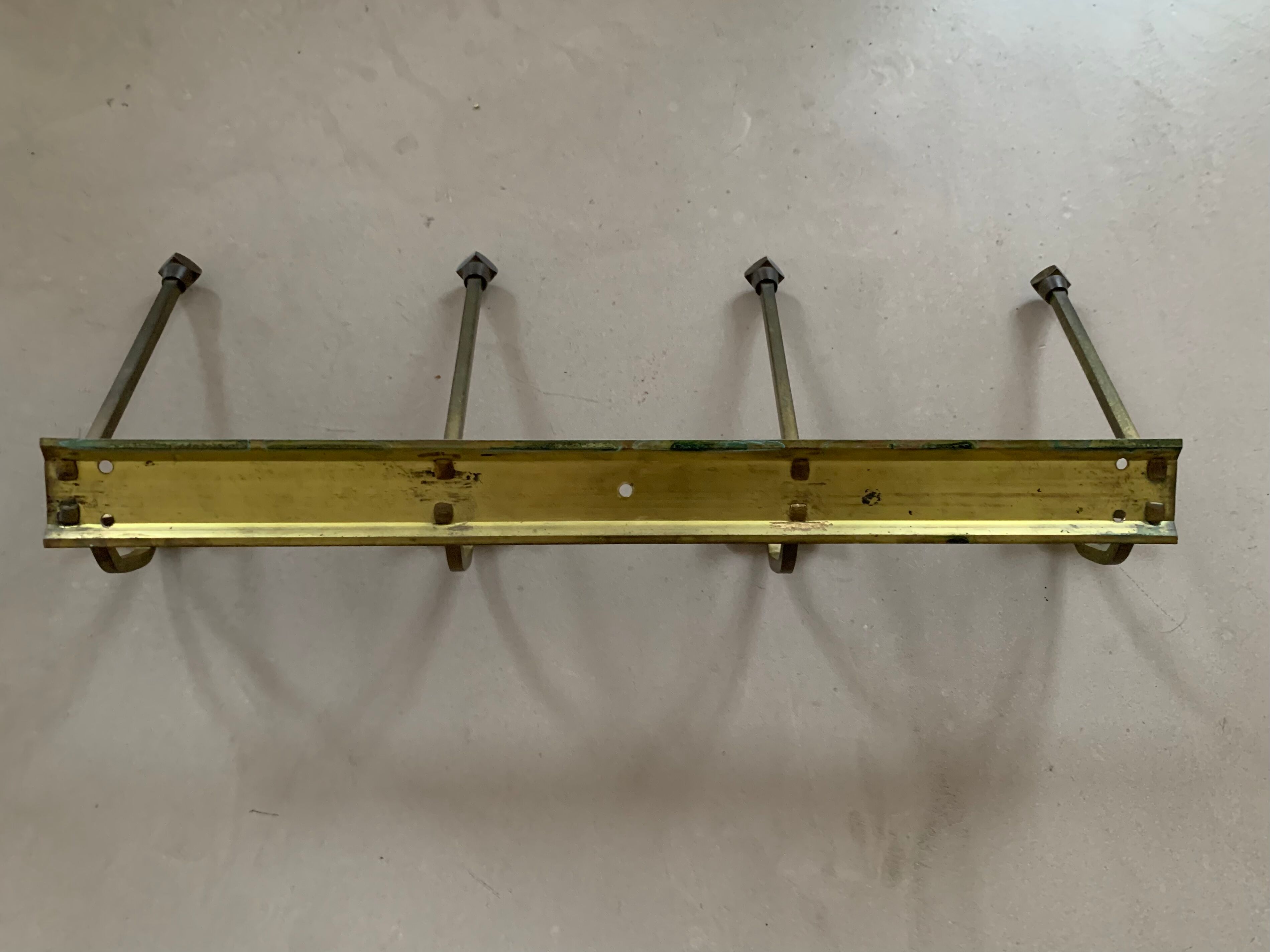 Antique brass wall coat rack
