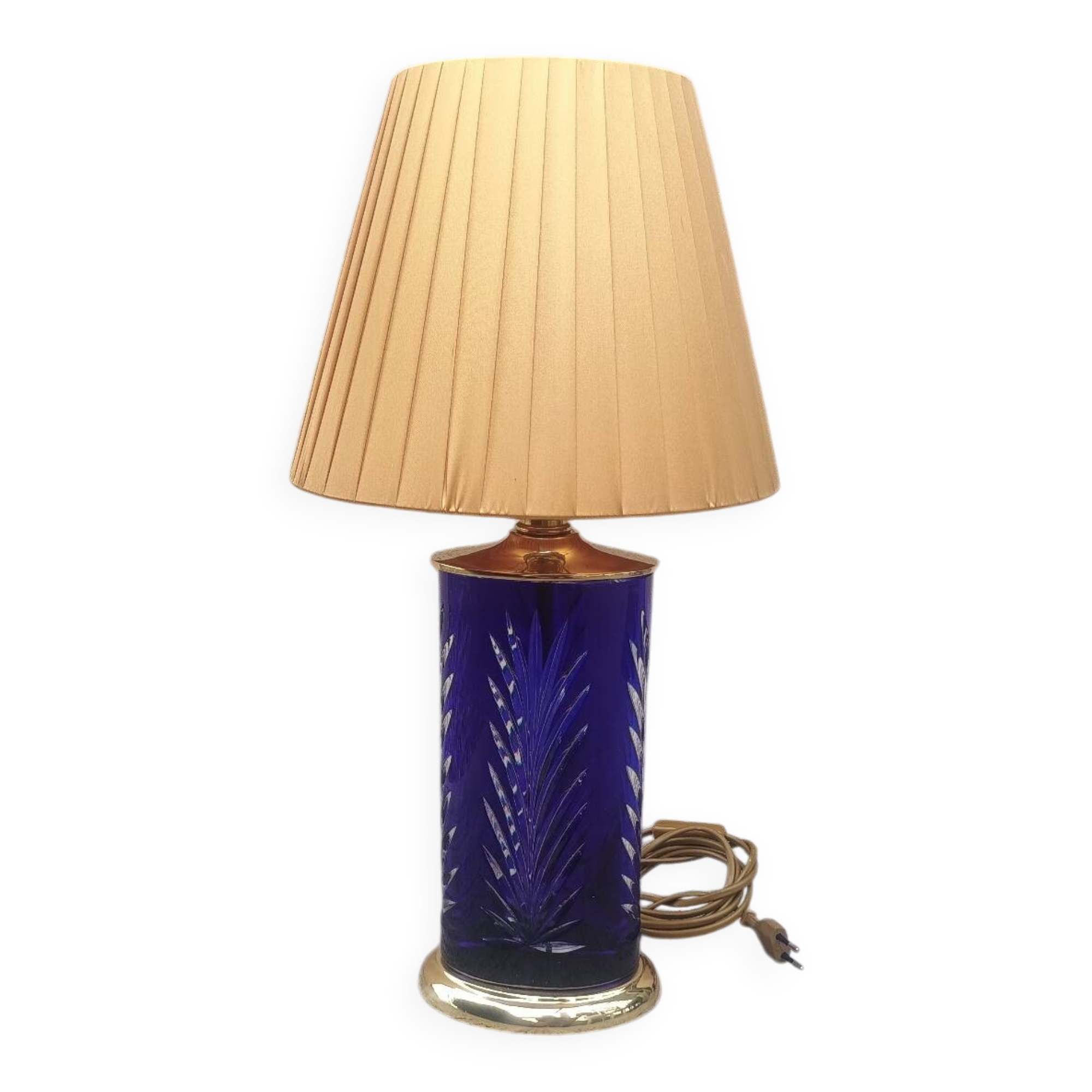 Superb blue crystal lamp vintage 80's to place Feese made in Germany.
