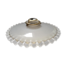 Old lampshade /suspension in white serrated opaline 40s brass claw small model