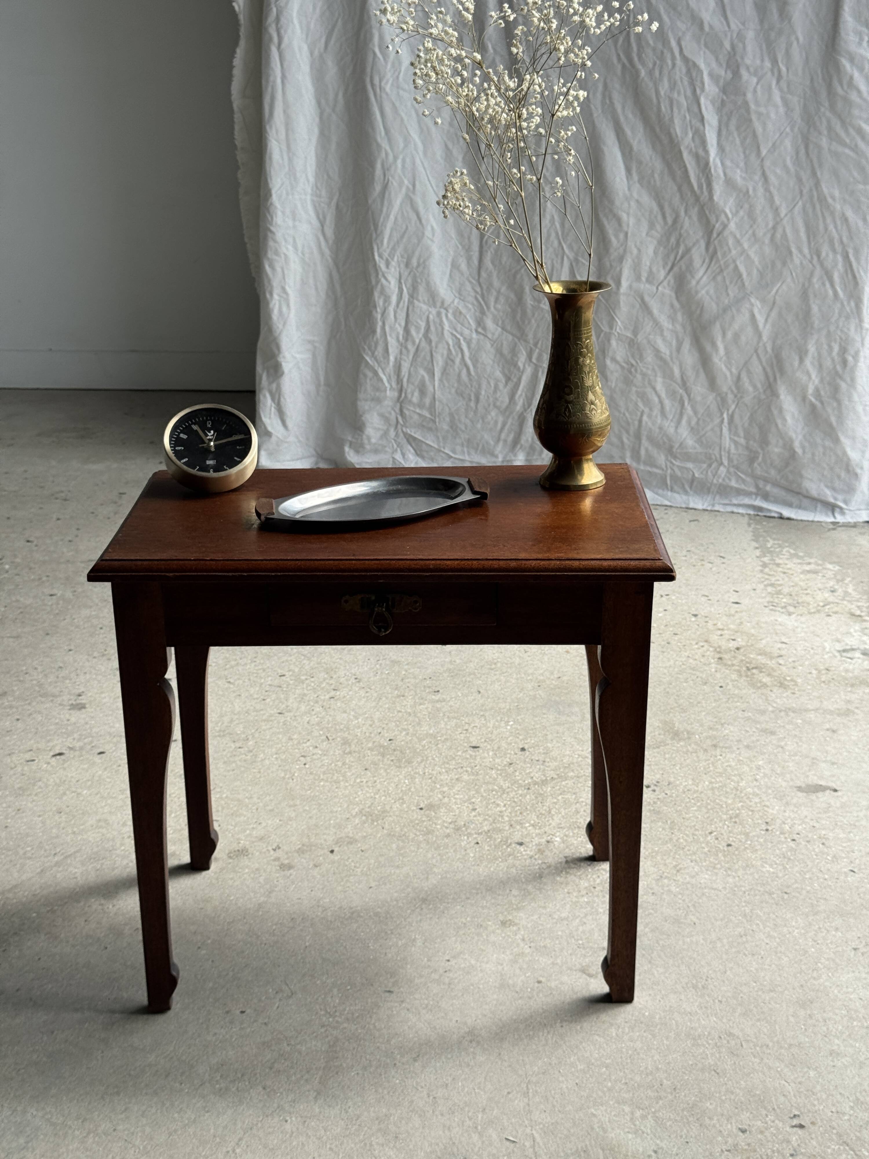 Small oval tray in modernist metal and wood
