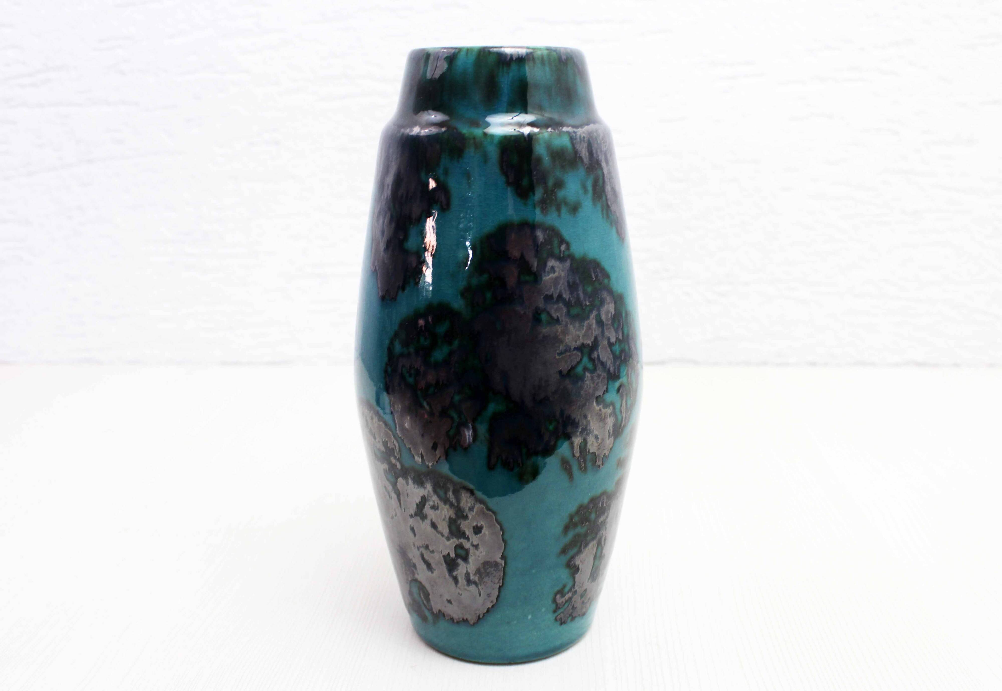 Vintage ceramic vase with enamel and glaze